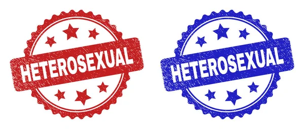 HETEROSEXUAL Rosette stamp with Grunged Surface — 图库矢量图片