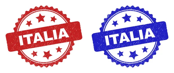 ITALIA Rosette Seals with Distress Texture — Stock Vector