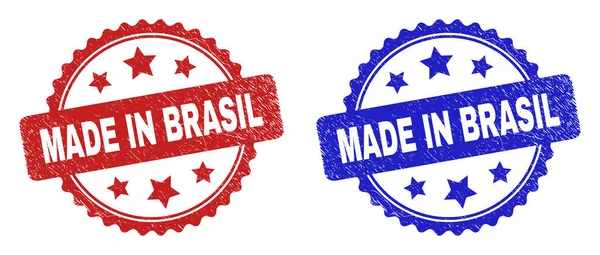 FABRIQUÉ EN BRASIL Rosette Timbres avec Style rayé — Image vectorielle