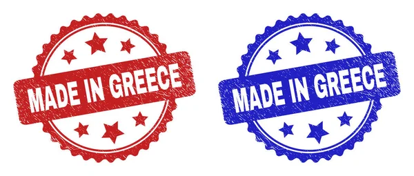 MADE IN GREECE Rosette Seals com textura Grunged —  Vetores de Stock