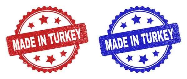 MADE IN TURKEY Rosette Seals Using Grunge Style — Stock Vector