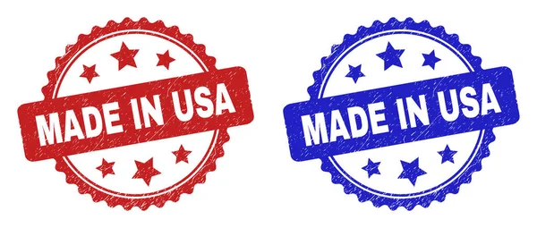 MADE IN USA Sigilli per francobolli di Rosette con texture di disagio — Vettoriale Stock