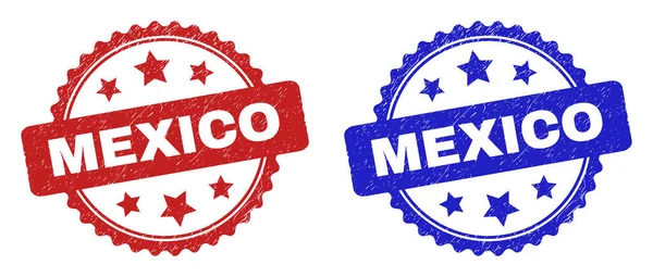 Σφραγίδες ροζετών MEXICO με ακάθαρτη υφή — Διανυσματικό Αρχείο