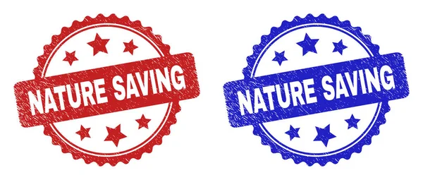 NATURE SAVING Rosette Stamp Seals Grunged Style használatával — Stock Vector