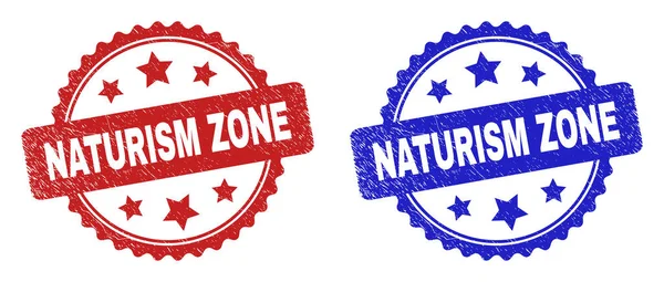 NATURISM ZONE Rosette Stempel Zeehonden met behulp van Noodtextuur — Stockvector