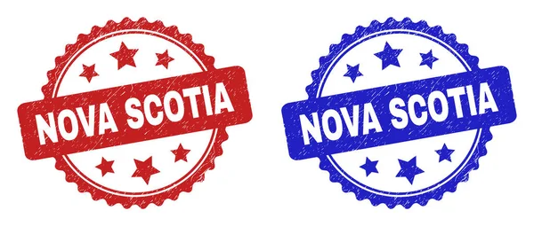 NOVA SCOTIA Rosette Stamp Seals with Grunged Texture — Vettoriale Stock