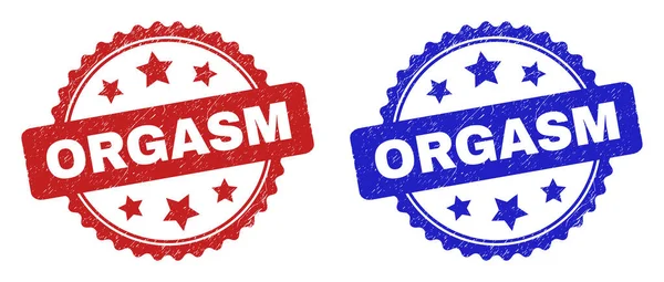 ORGASM Rosette Stamp Seals Using Rubber Texture — 스톡 벡터