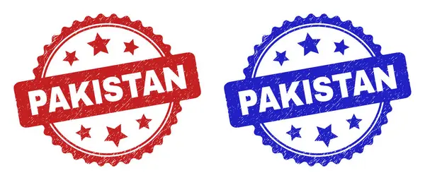PAKISTAN Rosette Seals with Grunged Style — Stock Vector