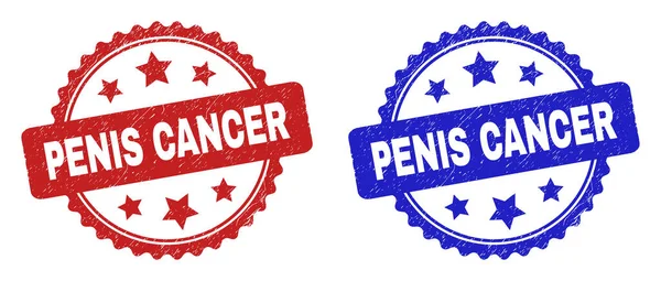 PENIS CANCER Rosette Stamp Seals with Distress Texture —  Vetores de Stock