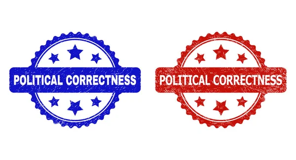 POLITICAL CORRECTNESS Rosette Seals with Rubber Style — стоковый вектор