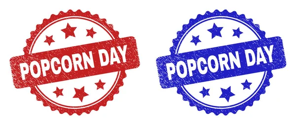 Selos de selo POPCORN DAY Rosette com textura impuro — Vetor de Stock