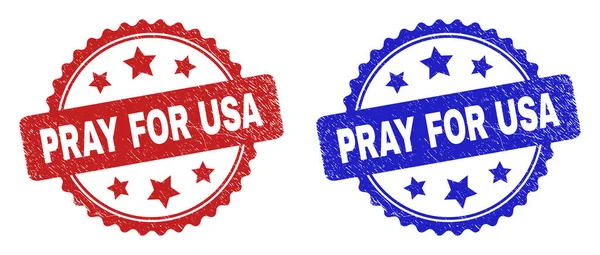 PRAY FOR USA Rosette Seals Using Grunge Texture — Stock Vector