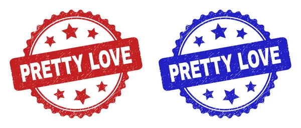 PRETTY LOVE Rosette Stamp Seals avec surface grunge — Image vectorielle