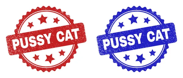 PUSSY CAT Rosette Seals Using Corroded Surface — Vetor de Stock