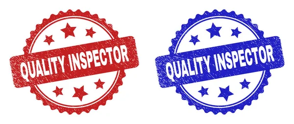 QUALITY INSPECTOR Rosette Seals Using Distress Texture — Stock Vector