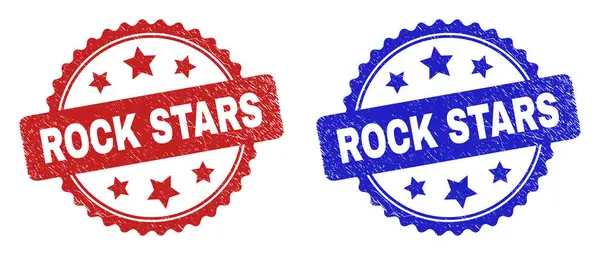 ROCK STARS Rosette Stamp Seals segítségével karcos textúra — Stock Vector