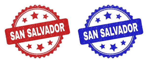 SAN SALVADOR Rosette postzegels met onreine stijl — Stockvector