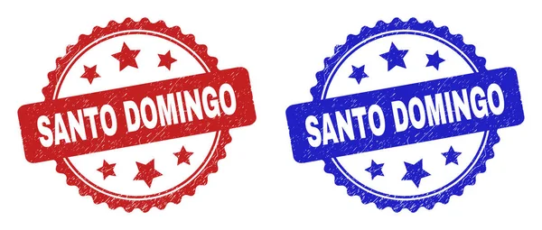 SANTO DOMINGO Rosette Watermerken met Rubber Textuur — Stockvector