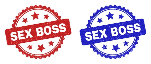 SEX BOSS Roseta sellos de sellos usando estilo sucio — Vector de stock