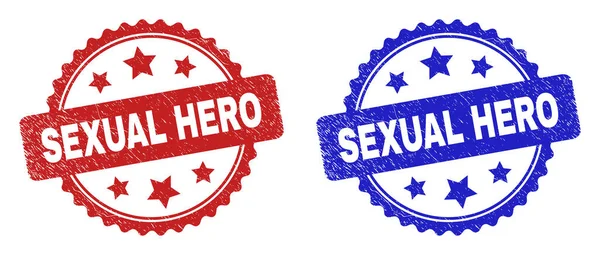 SEXUAL HERO Rosette Watermarks with Corroded Texture — Stock Vector