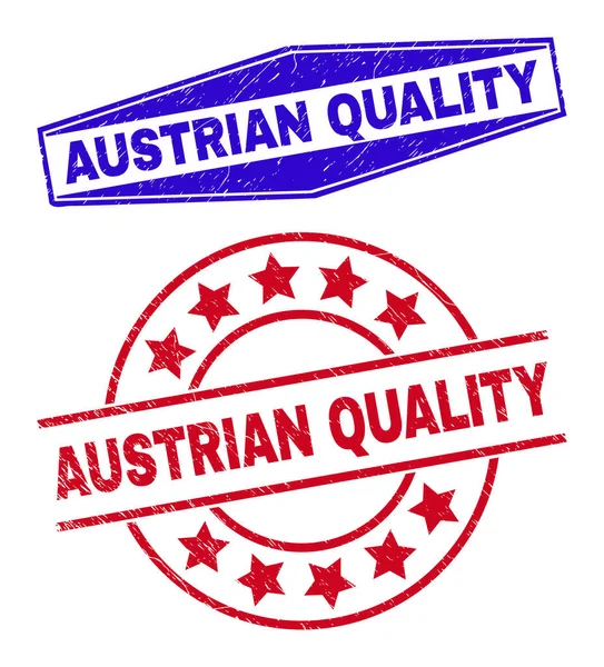 QUALIDADE AUSTRIANA Selos texturizados em forma circular e hexagonal — Vetor de Stock