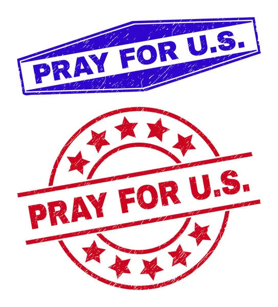 PRAY FOR U.S. Unclean Seals in Circle and Hexagon Shapes — Stock Vector