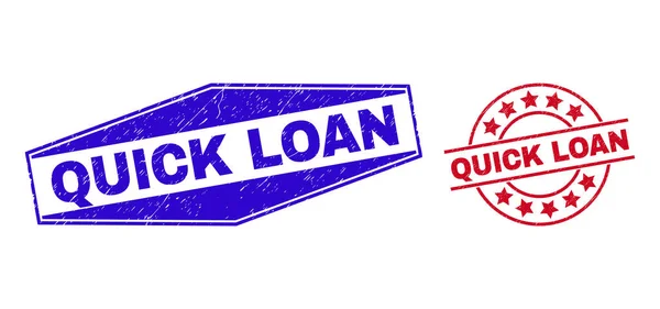 QUICK LOAN Ruber Watermarks in Circle and Fagonal Shapes — стоковый вектор