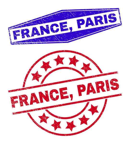 FRANCE, PARIS Textured Watermarks in Round and Hexagon Форми — стоковий вектор