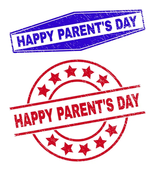HAPPY PARENTS DAY Textured Watermarks in Circle and Hexagonal Forms — Stock Vector