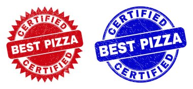 CERTIFED En İyi PIZZZA Yuvarlak ve Rosette Mühürlü Aşınmış Biçimli