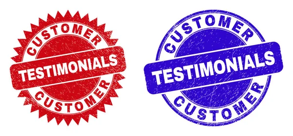 CUSTOMER TESTIMONIALS Round and Rosette Stamp Seals with Rubber Texture — Stock Vector