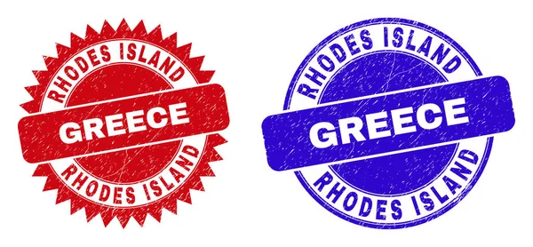 RHODES ilha grande redondo e roseta selos com estilo impuro — Vetor de Stock