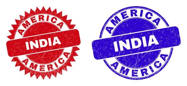 AMERICA INDIA Round and Rosette Seals with Rubber Style — Stock Vector