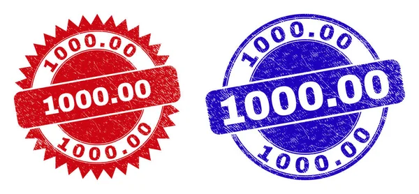 1000.00 Sellos redondeados y Roseta con Superficie Grunge — Vector de stock