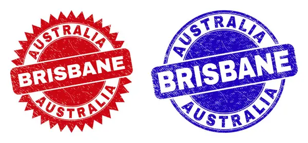 AUSTRALIEN BRISBANE Rund- und Rosettenstempel mit unsauberer Textur — Stockvektor
