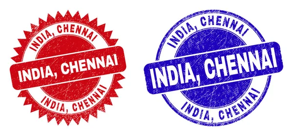 INDIA, CHENNAI Marcas de agua redondeadas y rosetas con superficie corroída — Vector de stock