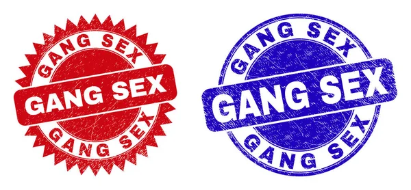 GANG SEX Round and Rosette Watermarks with Corroded Style — стоковый вектор