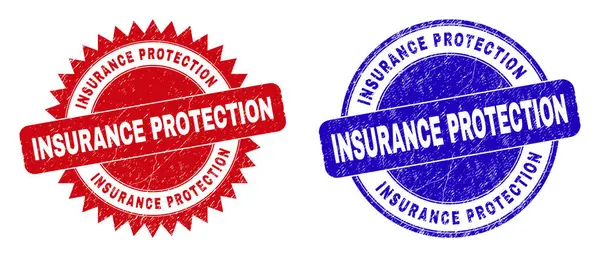 保険保護丸みを帯びた表面とロゼット切手 — ストックベクタ