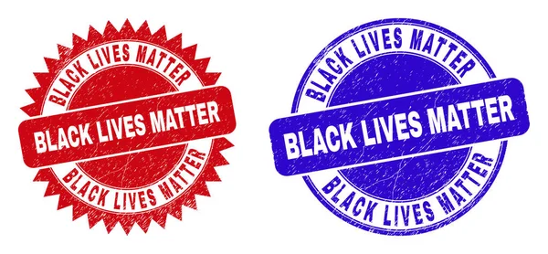 BLACK LIVES MATÉRIA Selos de selos redondos e roseta com estilo corroído — Vetor de Stock