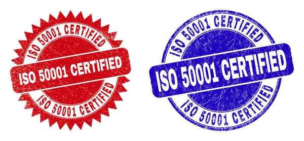 ISO 50001 CERTIFIED Afgeronde en Rosette afdichtingen met Corroded Surface — Stockvector