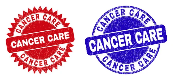 CANCER CARE Sigilli arrotondati e rosati con stile Grunge — Vettoriale Stock