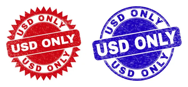 USD CSAK kerek és rozettás bélyegek korrodált felülettel — Stock Vector