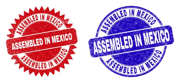 ASAMBLEADO EN MÉXICO Ronda y Roseta marcas de agua con superficie de goma — Vector de stock