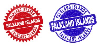 FALKLAND Adaları Kirli Yüzeyli Yuvarlak ve Rosette Mühürleri