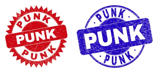 PUNK Round e Rosette Watermarks com estilo de borracha —  Vetores de Stock