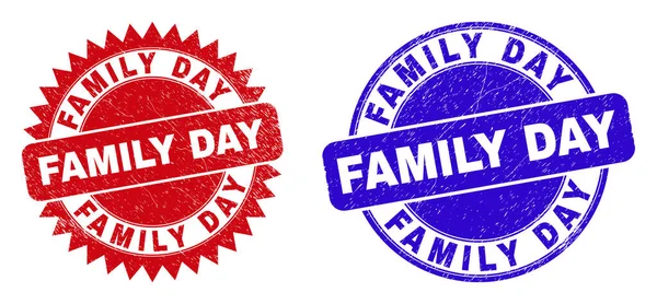 FMILY Day Rounded and Rosette Watermarks with Corroded style — 图库矢量图片