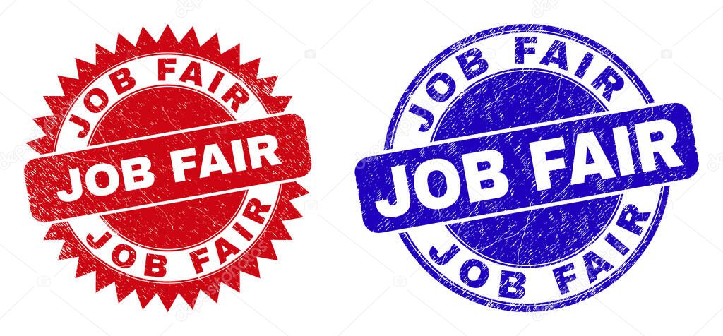 JOB FAIR Round and Rosette Watermarks with Scratched Texture