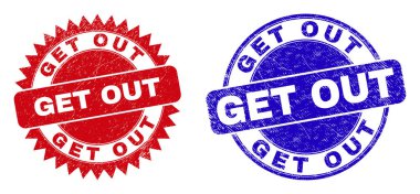 Yuvarlak ve Rosette, fokları çıkarın. Düz vektör grunge fokları, içinde 