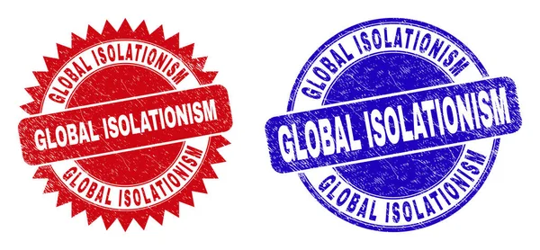 Στρογγυλή Και Rosette Global Isolationism Γραμματόσημα Επίπεδη Vector Scratted Σφραγίδα — Διανυσματικό Αρχείο