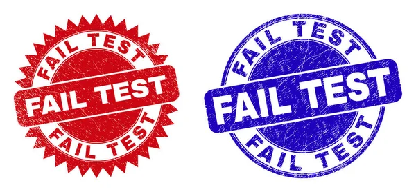Rosette Fail Test Seal Stamps Flat Vector Scratched Seal Stamps — Stock Vector